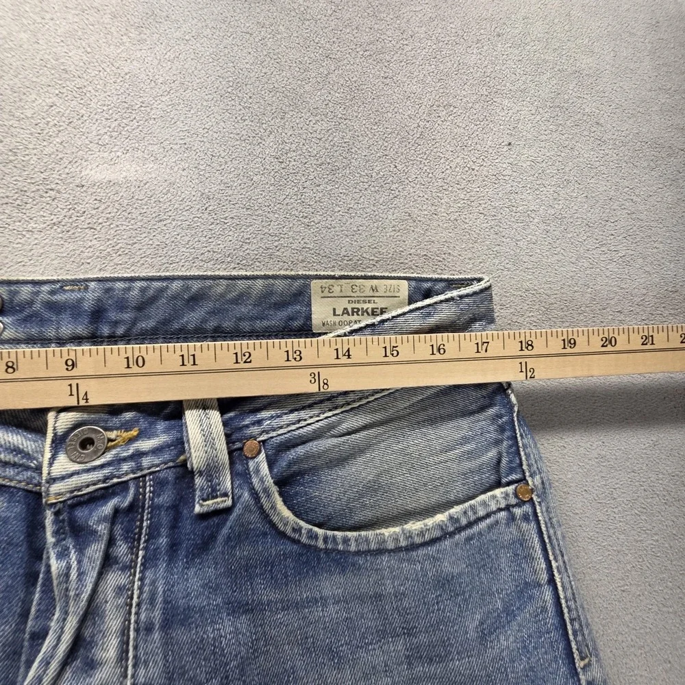 Diesel Jeans Mens 33x34 Blue Larkee Regular Straight Light Wash Button Fly 008AT